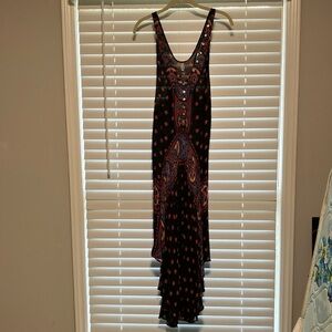 Free People Elegant Black Paisley Maxi Dress